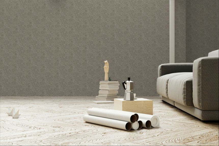 Non-woven wallpaper, gray-brown, stone, terrazzo, ROC009, Rock, Masureel