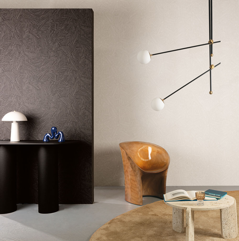 Non-woven wallpaper, black, stone, ROC103, Rock, Masureel