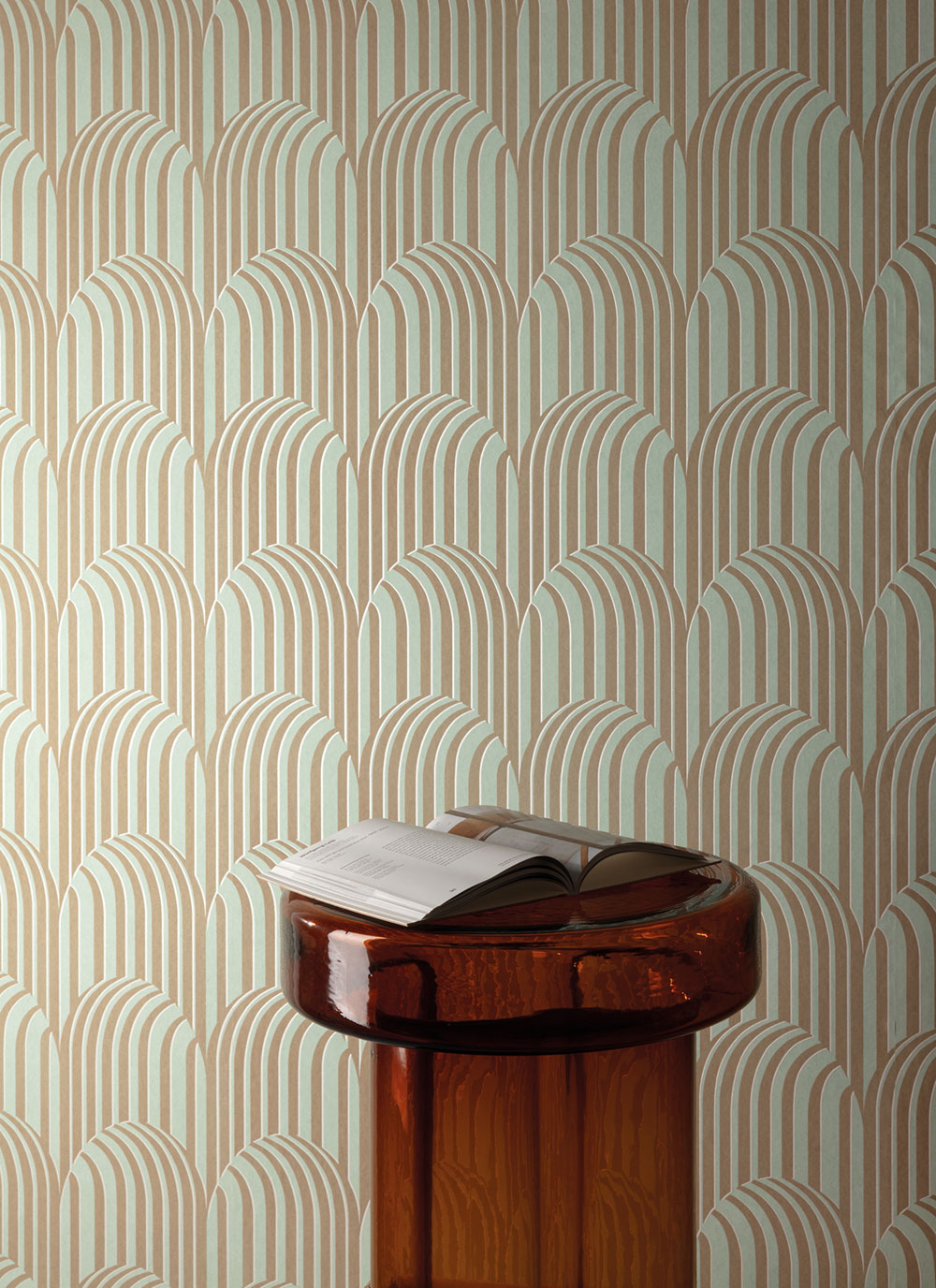 3D Geometric non-woven wallpaper, beige, ROC301, Rock, Masureel