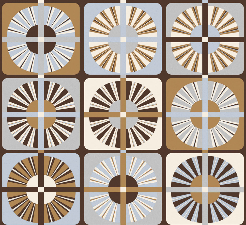 Non-woven wallpaper, blue-brown, retro, ROC402, Rock, Masureel