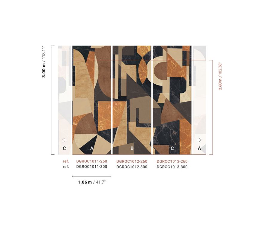 Graphic non-woven wall mural, brown, DGROC1011-260, Rock, Masureel
