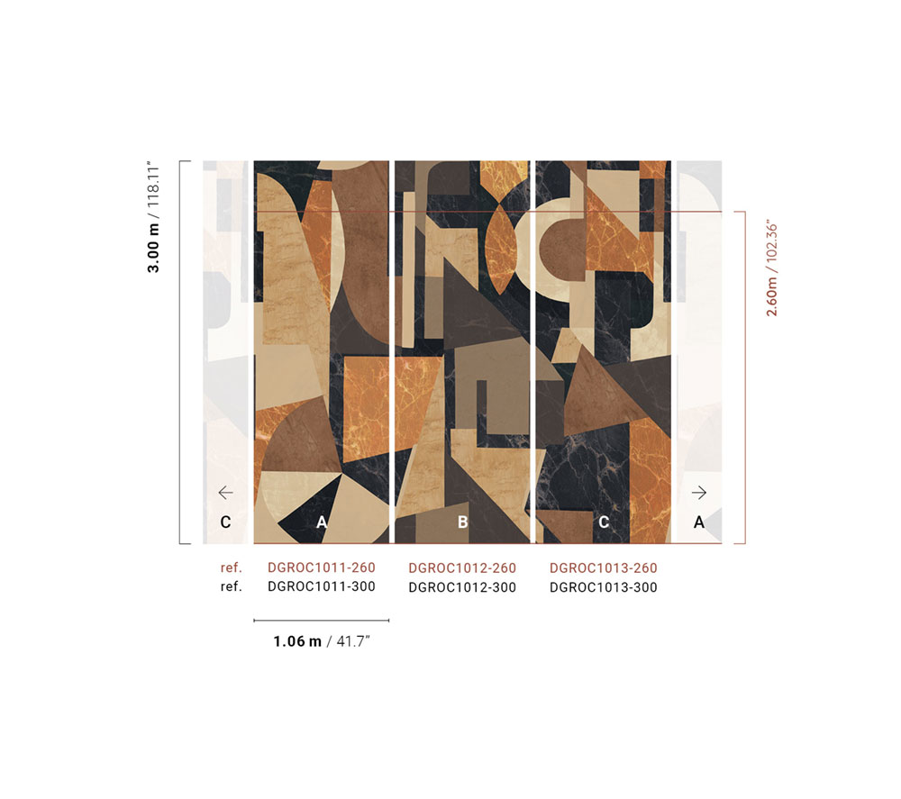 Graphic non-woven wall mural, brown, DGROC1012-260, Rock, Masureel