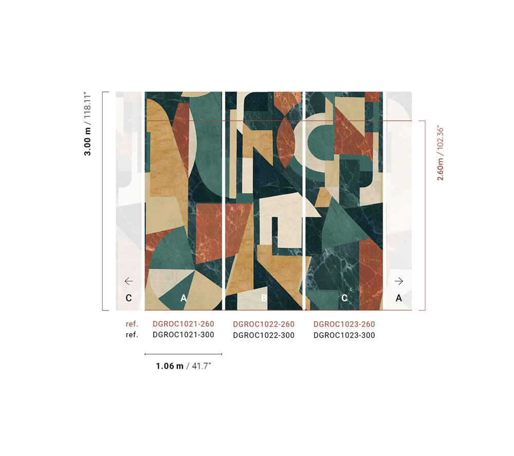 Graphic non-woven wall mural, green-brown, DGROC1021-300, Rock, Masureel