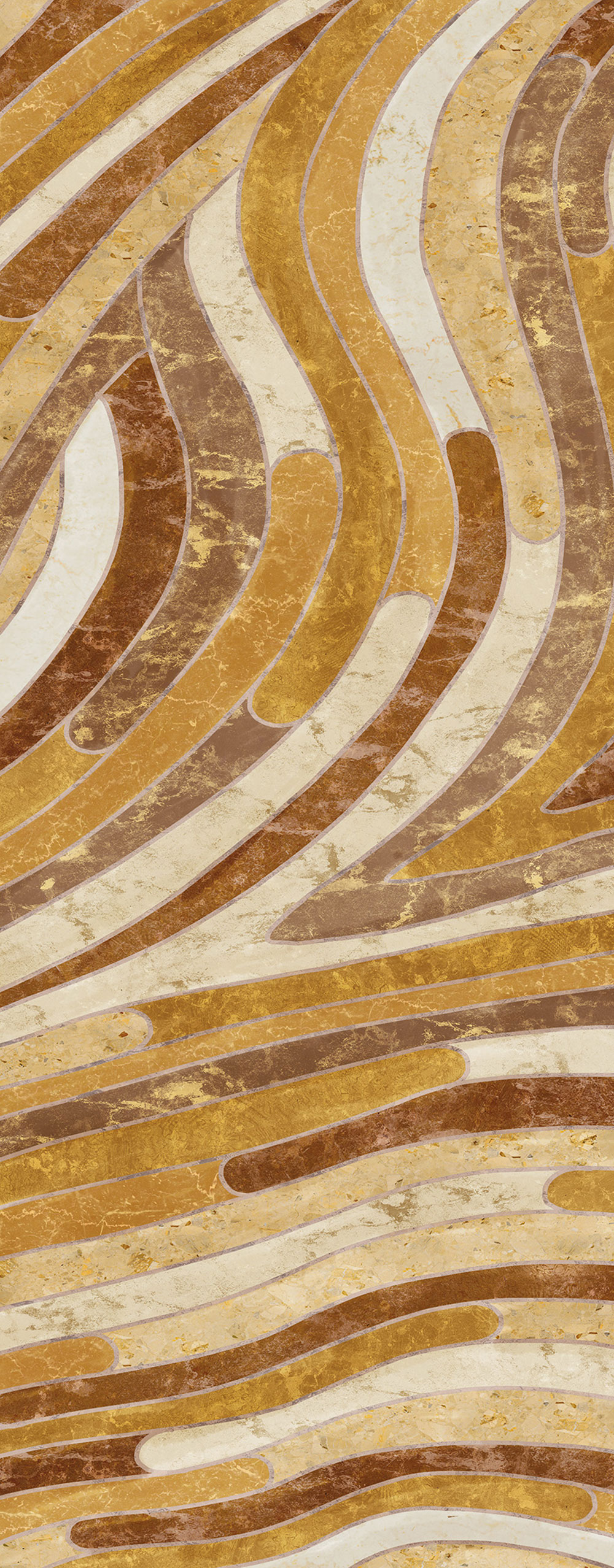 Geometric non-woven wall mural, yellow-brown, DGROC2032-260, Rock, Masureel