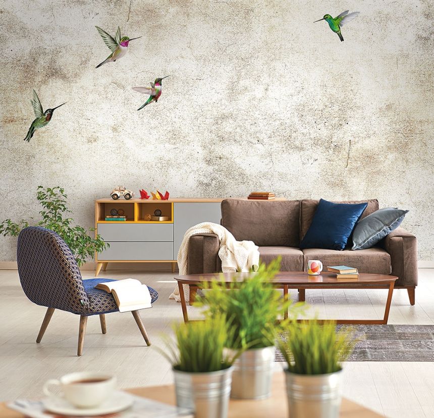 Non-woven mural wallpaper 5001 Garden Hummingbirds, 390 x 260cm, My Dream, Vavex
