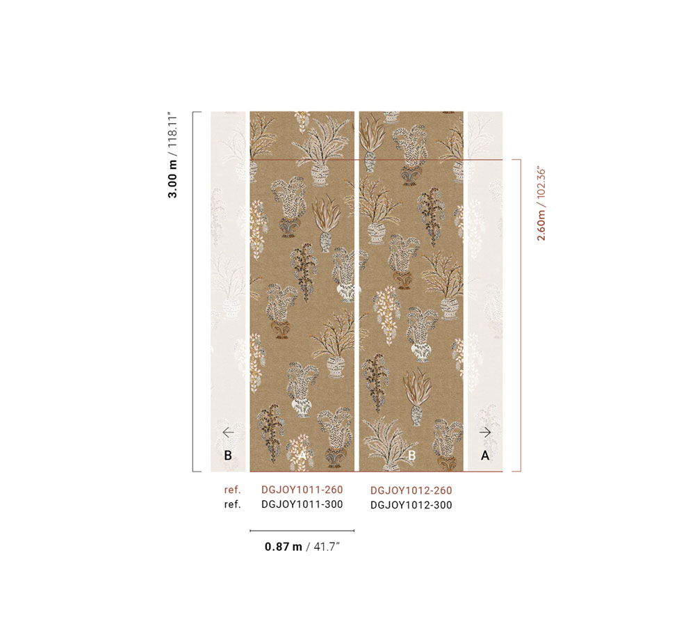 Non-woven wall mural, brown-beige, flowers, DGJOY1012-300, Joy, Masureel