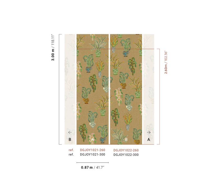 Non-woven wall mural, khaki, flowers, DGJOY1022-300, Joy, Masureel