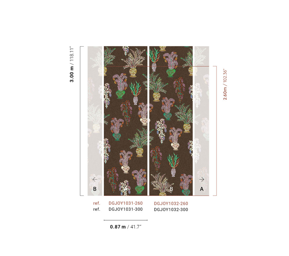 Non-woven wall mural, brown, flowers, DGJOY1032-260, Joy, Masureel