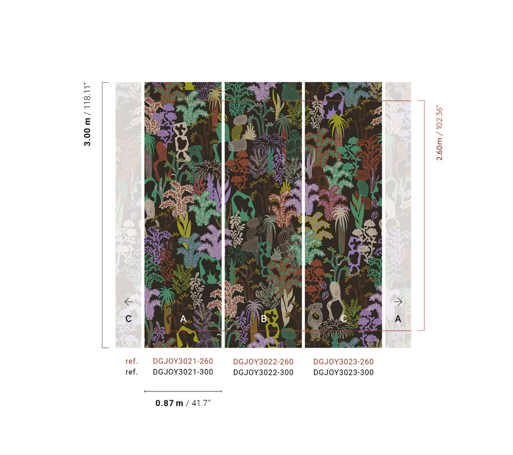 Non-woven wall mural, black, plants, DGJOY3022-300, Joy, Masureel