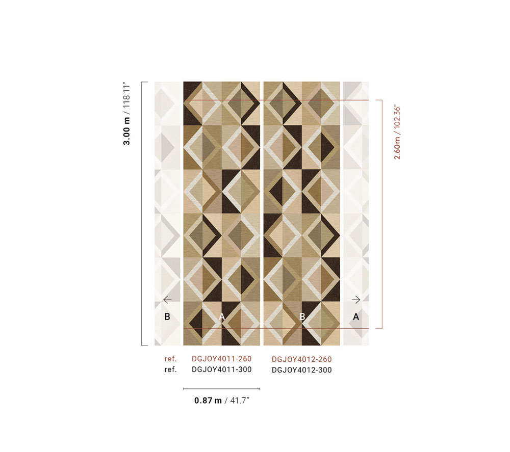 Geometric non-woven wall mural, beige, DGJOY4011-300, Joy, Masureel
