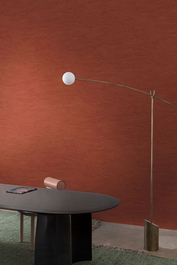 Non-woven wallpaper, waves, brown-red, TER004, Terra, Masureel
