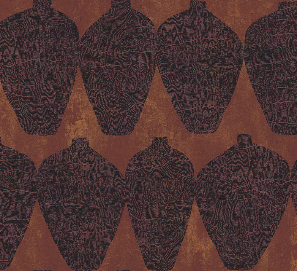 Non-woven wallpaper, vases, brown-red, TER202, Terra, Masureel