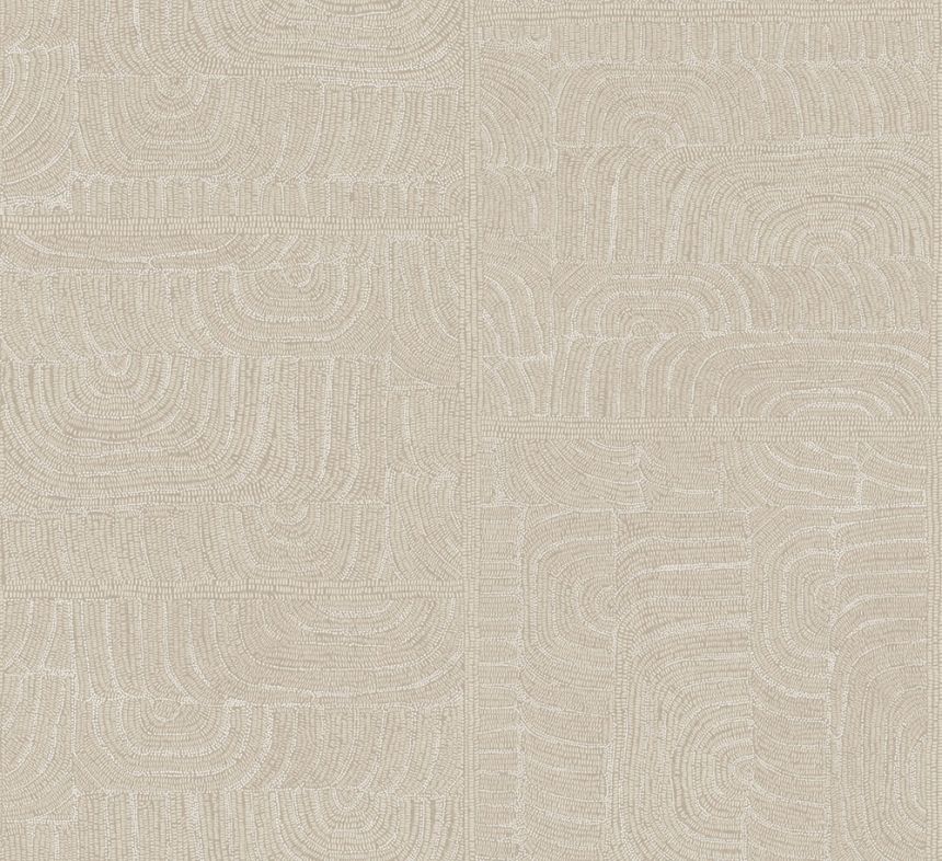 Geometric non-woven wallpaper, ethno pattern, beige, TER504, Terra, Masureel