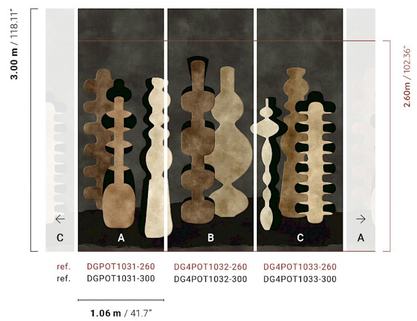 Non-woven wall mural, vases, brown, DGPOT1033-300, Terra, Masureel