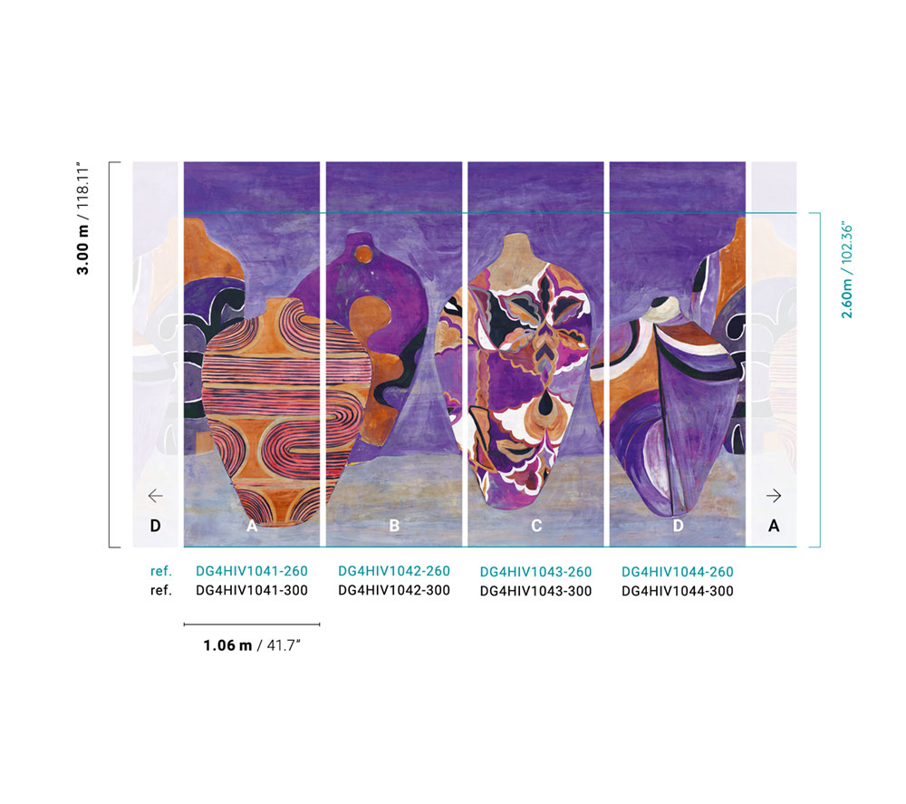 Non-woven wall mural with vases, DG4HIV1043-300, Terra, Wall Designs IV, Khroma by Masureel