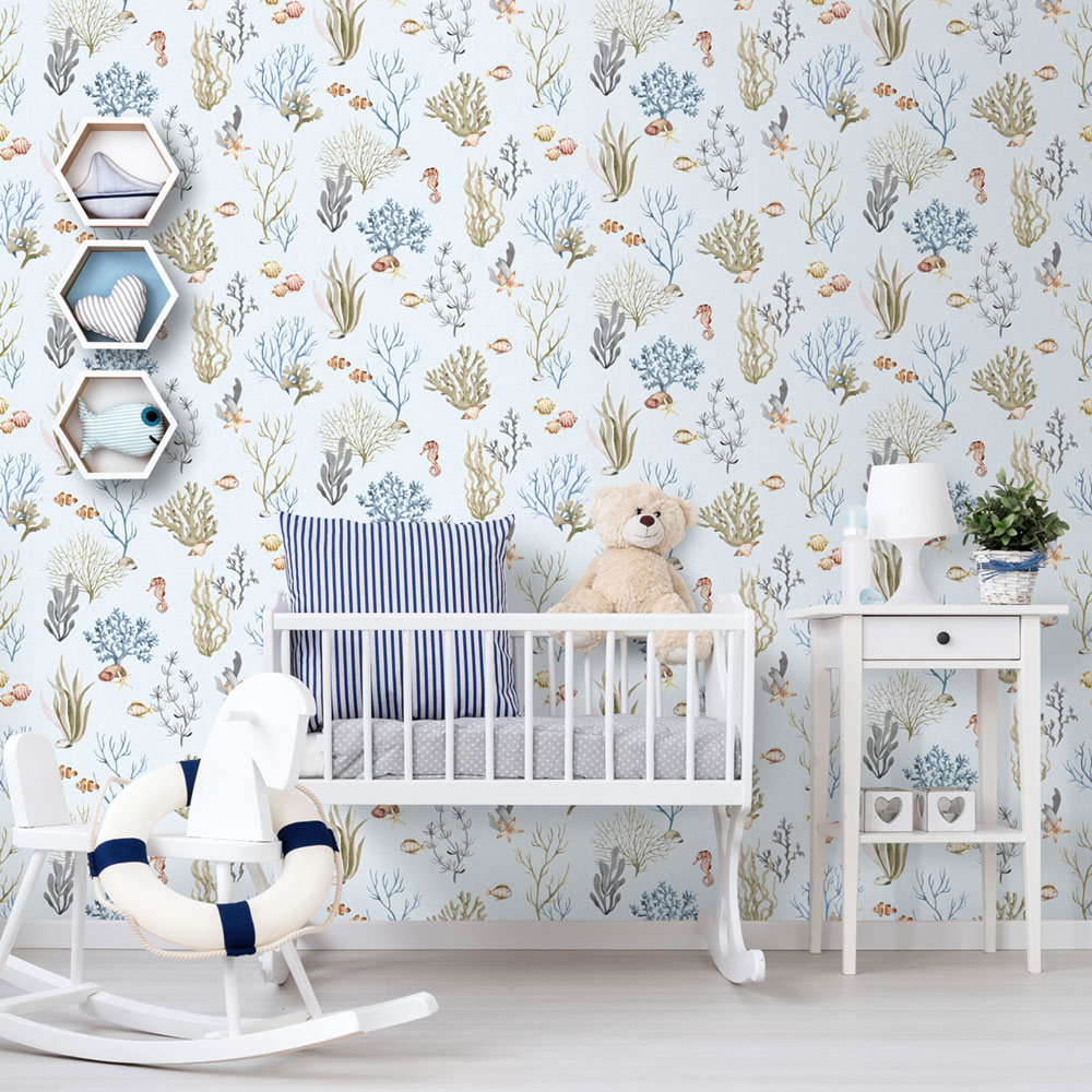 Children's wallpaper, underwater world 977-3, Mika,  ICH Wallcoverings