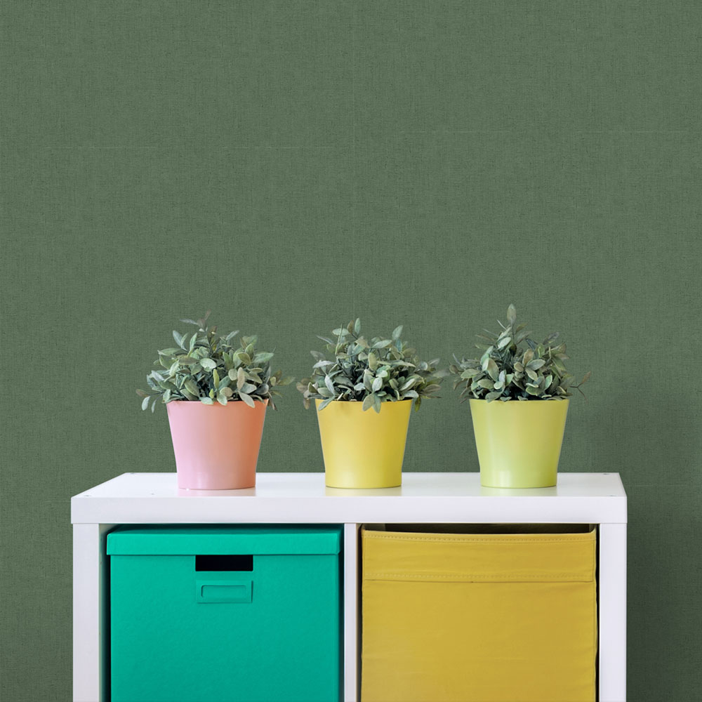 Green non-woven wallpaper, imitation fabric, M1057-7, Mika,  ICH Wallcoverings
