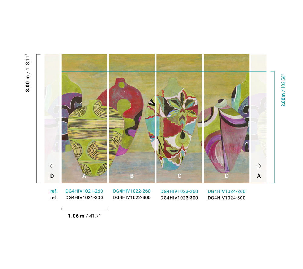 Non-woven wall mural with vases, DG4HIV1023-260, Wall Designs IV, Khroma by Masureel