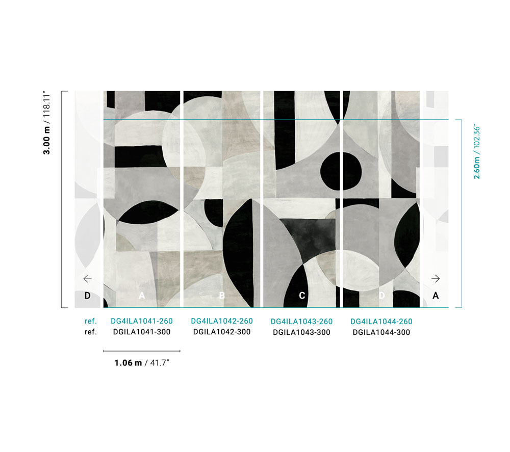 Non-woven geometric wall mural, DG4ILA1043-260, Wall Designs IV, Khroma by Masureel