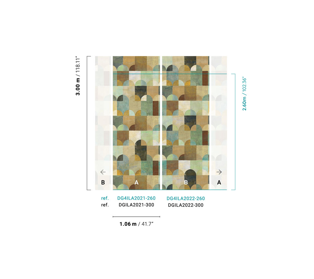 Non-woven geometric wall mural, DG4ILA2021-260, Wall Designs IV, Khroma by Masureel