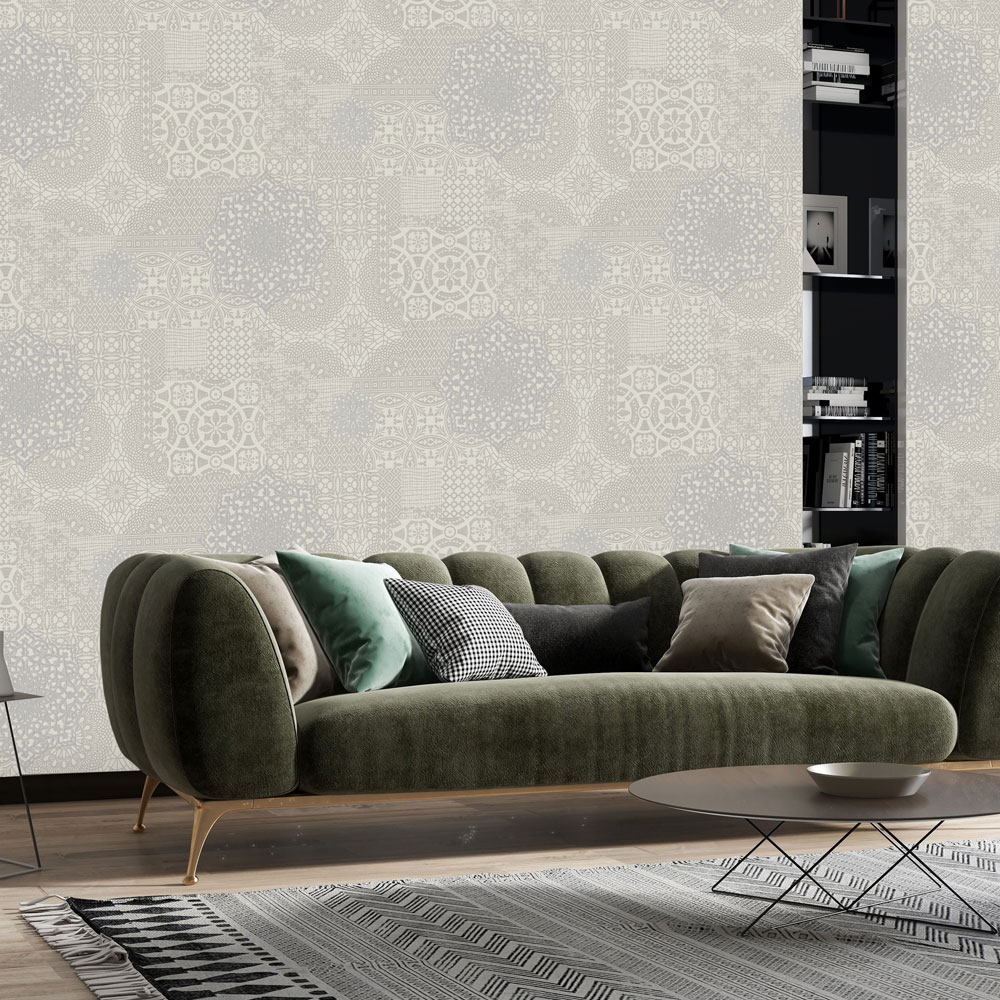 Luxury non-woven wallpaper, gray, fabric imitation, 1409-2, Dante, AdaWall