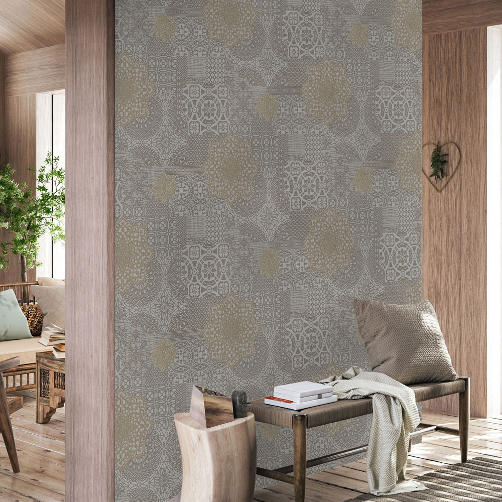 Luxury non-woven wallpaper, brown, fabric imitation, 1409-5, Dante, AdaWall