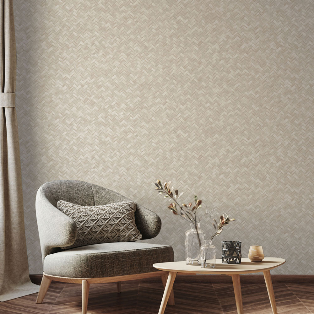 Non-woven wallpaper, cream, imitation mat, 1511-2, Vera, AdaWall