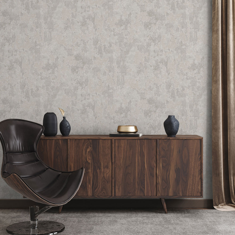 Non-woven wallpaper, grey-beige,  stucco, plaster, 1513-2, Vera, AdaWall