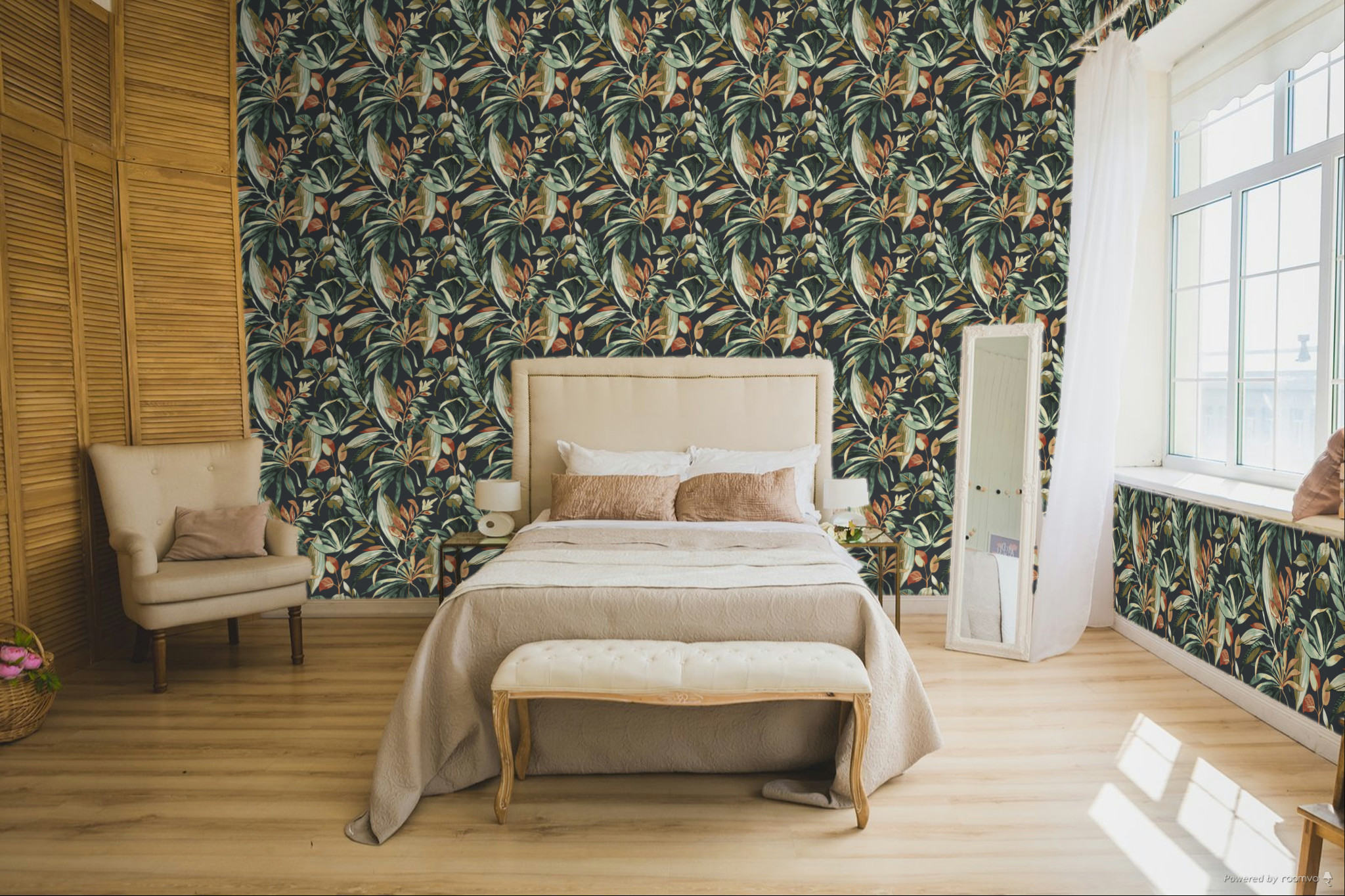 Black non-woven wallpaper leaves, A71202, Vavex 2026