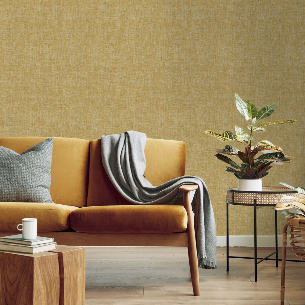 Ocher non-woven wallpaper, fabric imitation, 105144, Vavex 2026