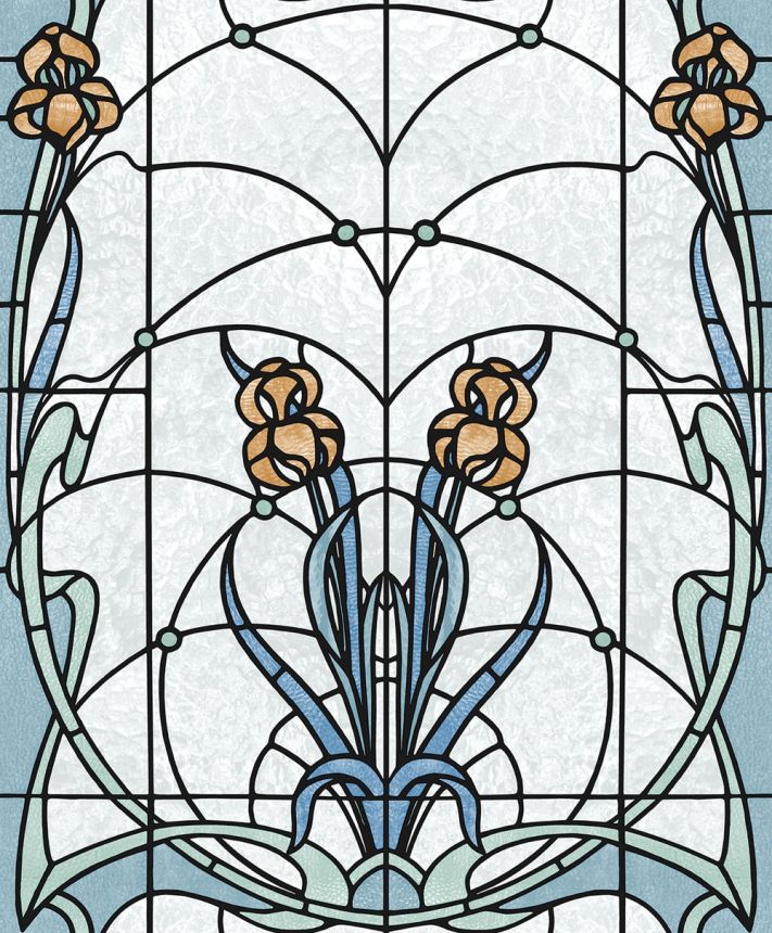 Non-woven wallpaper, blue-green stained glass, M79301, Artifice, Ugépa