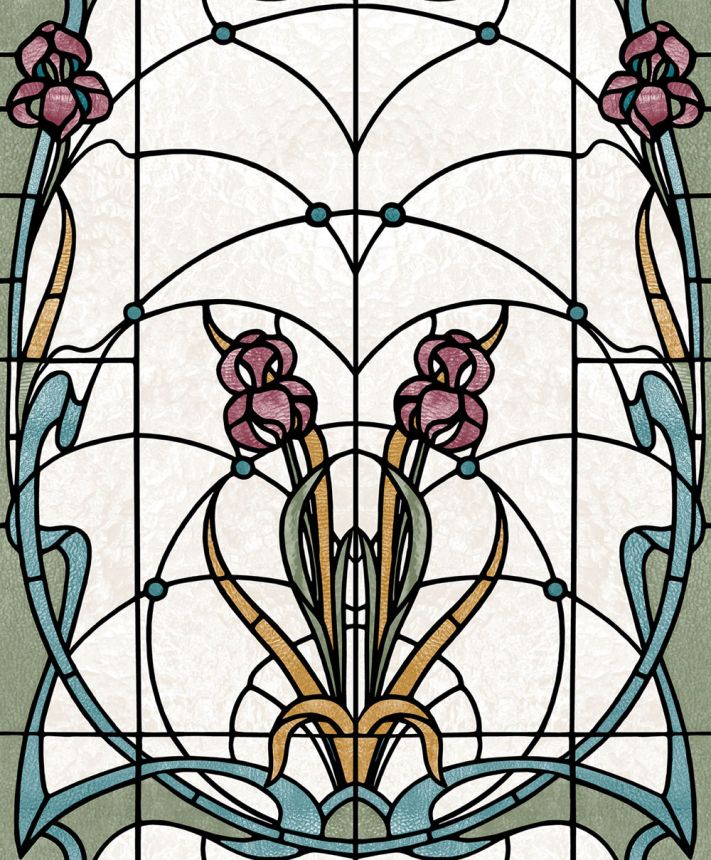 Non-woven wallpaper, blue-green stained glass, M79310, Artifice, Ugépa