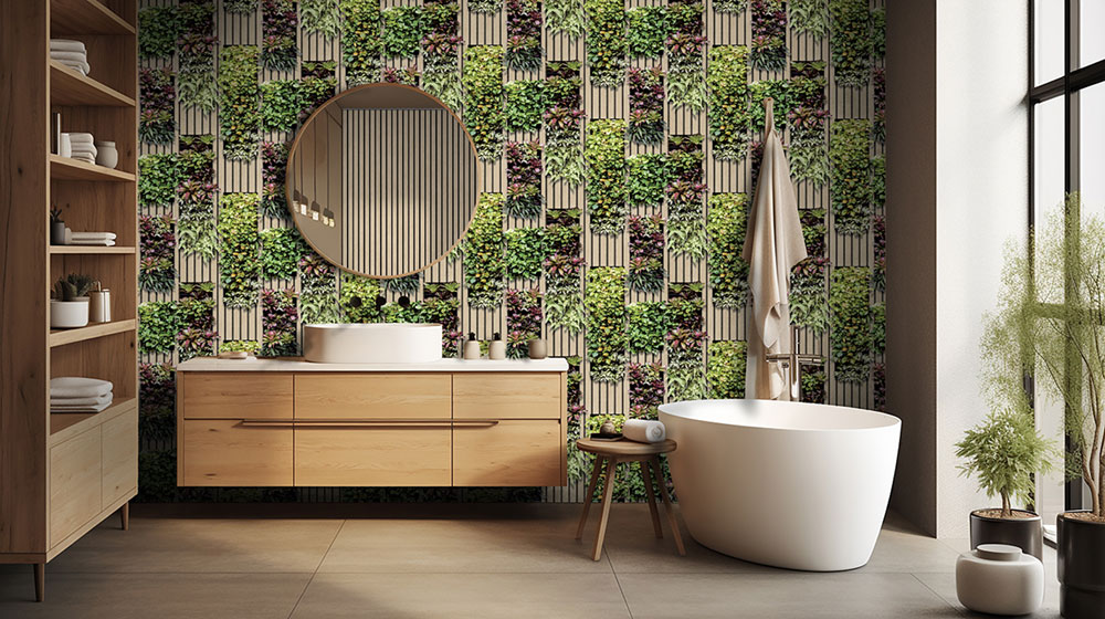 Non-woven 3D wallpaper plants, wood imitation, planks, M79404 Artifice, Ugépa