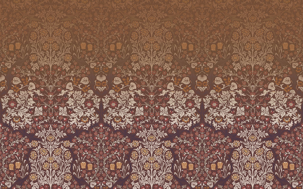 Non-woven wall mural, red, flowers, leaves, 125346, William Morris At Home