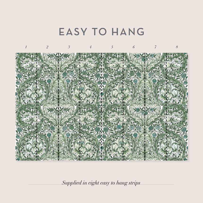 Non-woven wall mural, green, flowers, 125418, William Morris At Home