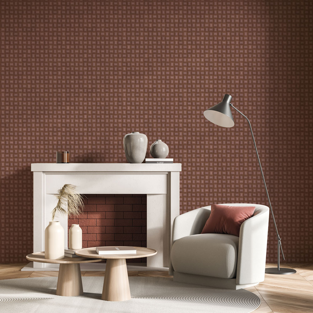Luxury geometric non-woven wallpaper, burgundy, Z15518, Mini Trend, Zambaiti Parati