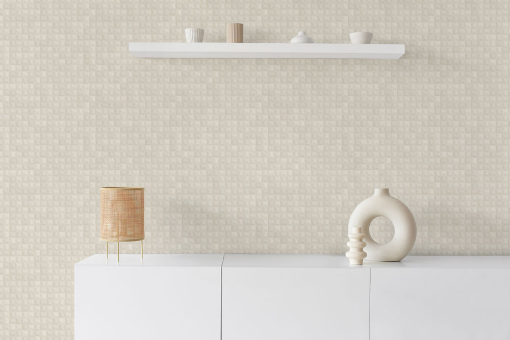 Luxury geometric non-woven wallpaper, cream, Z15520, Mini Trend, Zambaiti Parati