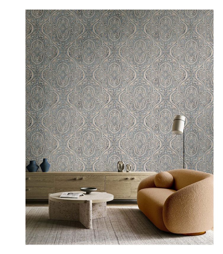 Luxurious non-woven wallpaper, grey-beige, baroque, 42215, Aura, Cristiana Masi by Parato