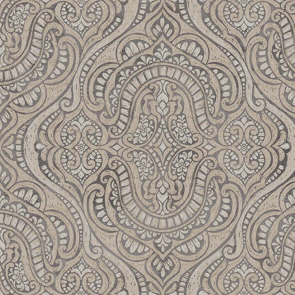 Luxurious non-woven wallpaper, grey-beige, baroque, 42219, Aura, Cristiana Masi by Parato