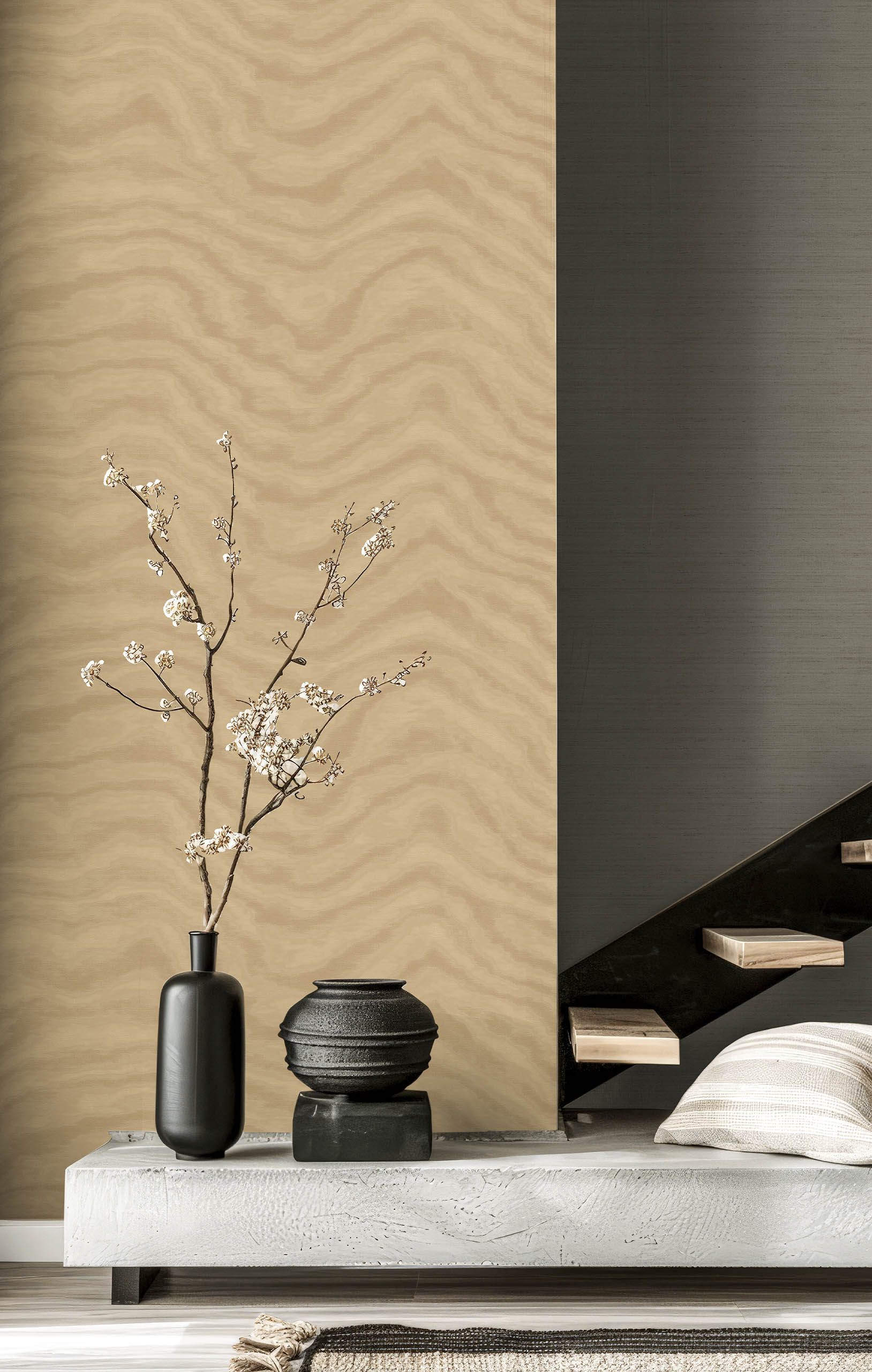 Non-woven wallpaper, brown, fabric imitation, 42223, Aura, Cristiana Masi by Parato