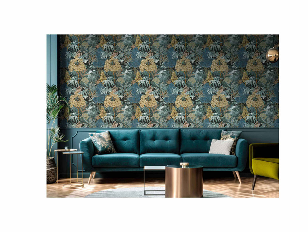 Non-woven wallpaper, blue, leaves, 15502, Botany House, Cristiana Masi by Parato