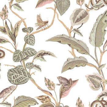 Non-woven wallpaper, green-pink, leaves, 15507, Botany House, Cristiana Masi by Parato