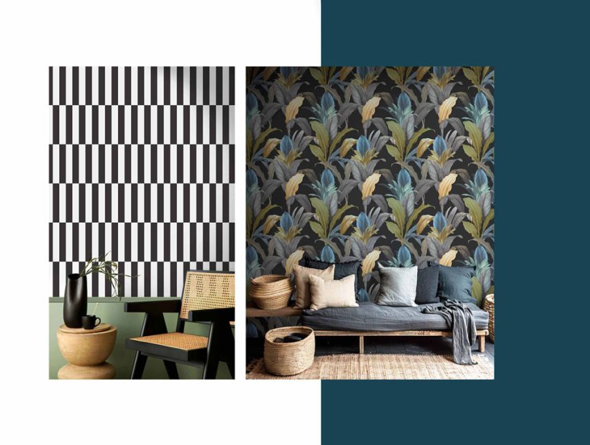 Non-woven wallpaper, black, leaves, 15518, Botany House, Cristiana Masi by Parato