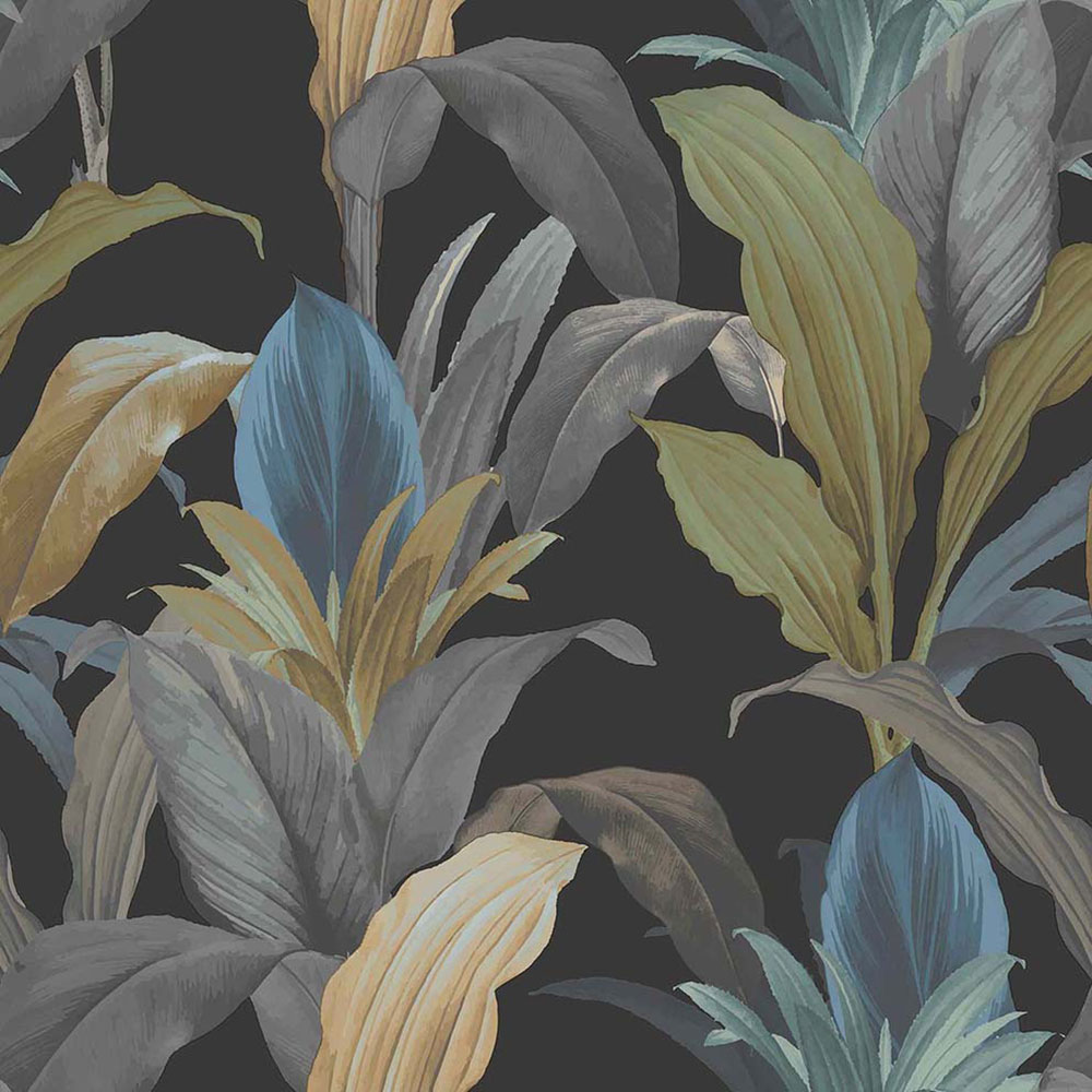Non-woven wallpaper, black, leaves, 15519, Botany House, Cristiana Masi by Parato