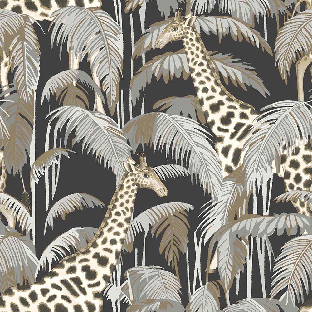 Non-woven wallpaper, black, giraffes, 15529, Botany House, Cristiana Masi by Parato