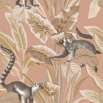 Non-woven wallpaper, pink, leaves, animals, 15534, Botany House, Cristiana Masi by Parato
