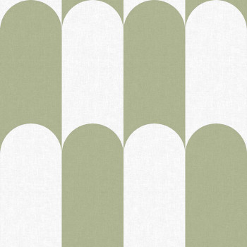 Geometric non-woven wallpaper, green-white, 15555, Botany House, Cristiana Masi by Parato