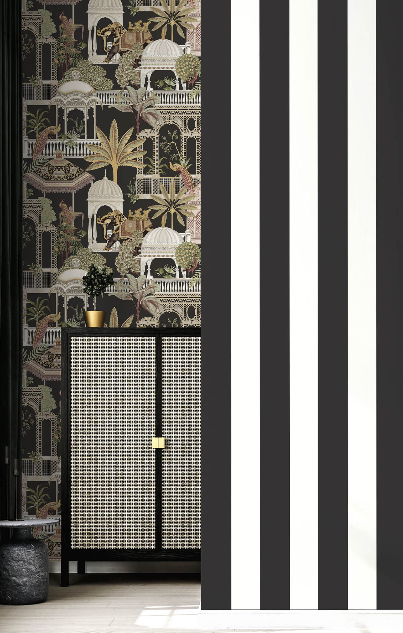 Non-woven wallpaper, grey-white, stripes, 15561, Botany House, Cristiana Masi by Parato