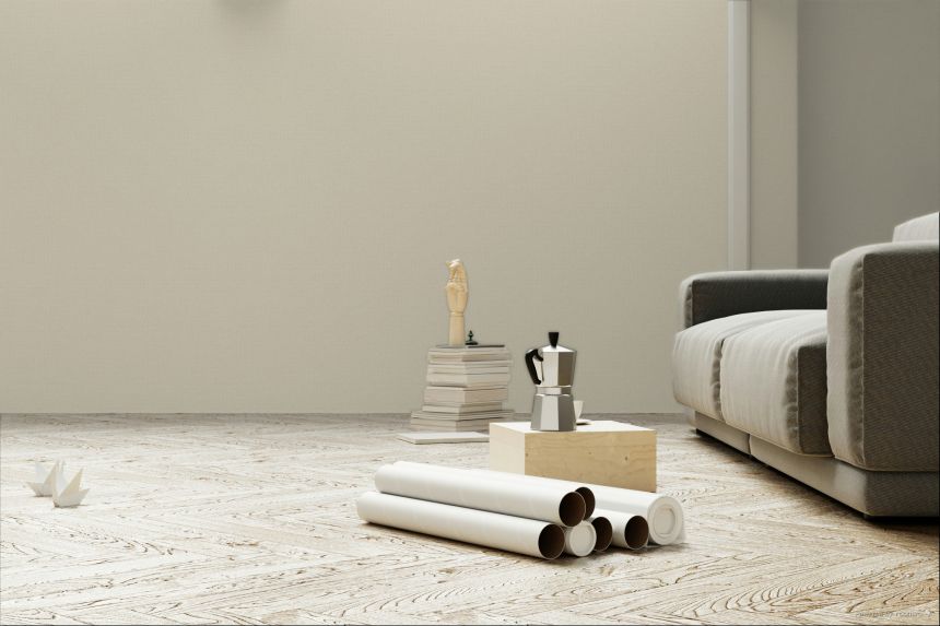 Non-woven wallpaper, beige, fabric imitation, 340629, Linen Look, Eijffinger