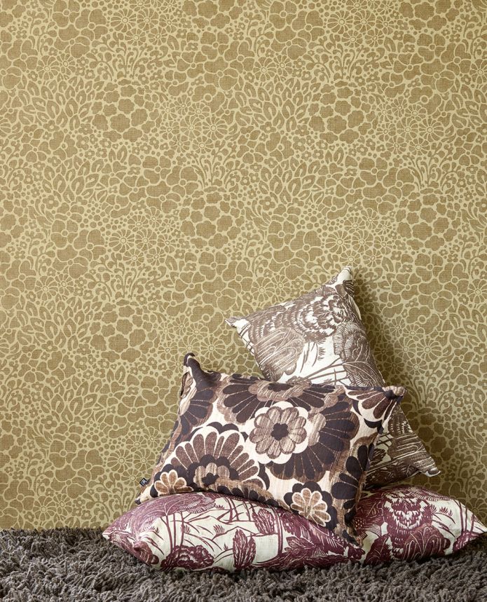 Non-woven wallpaper, brown, flowers, 340552, Groovy, Eijffinger